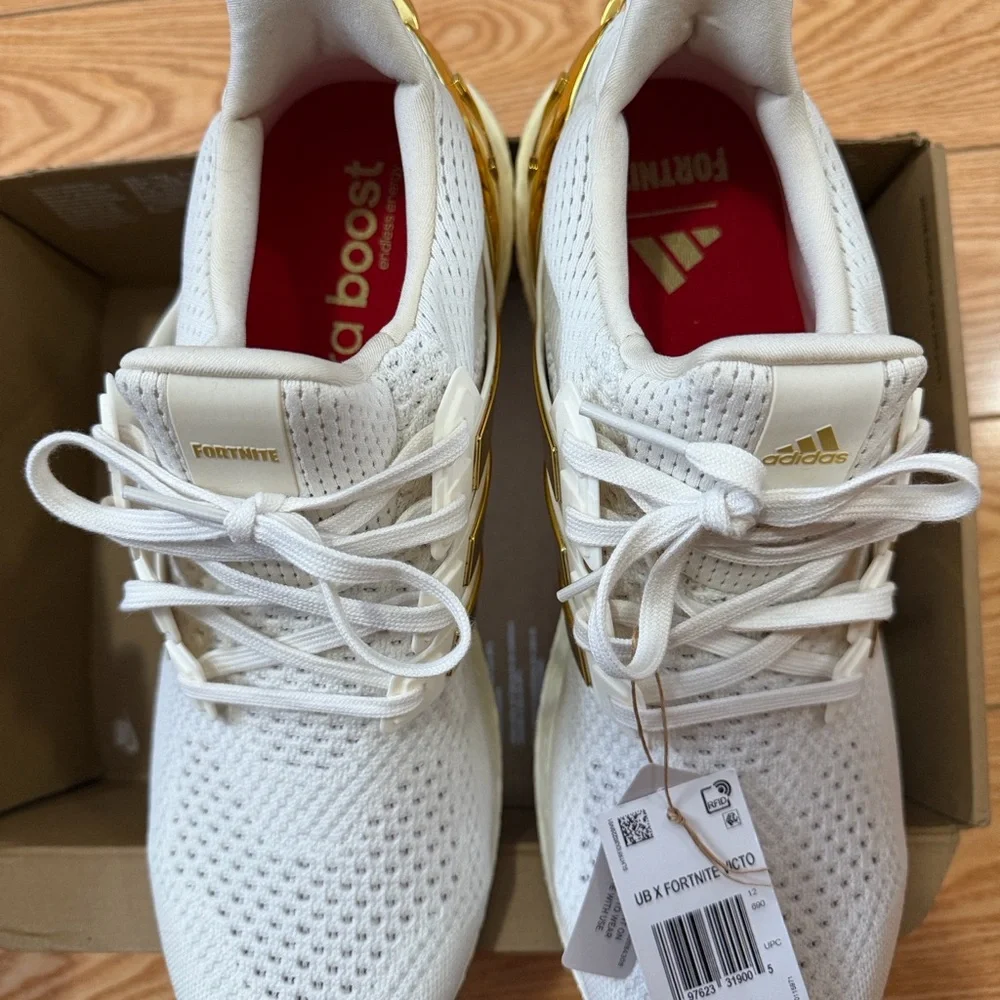 Adidas White and Metallic Gold Running Shoes - Picture 6 of 8